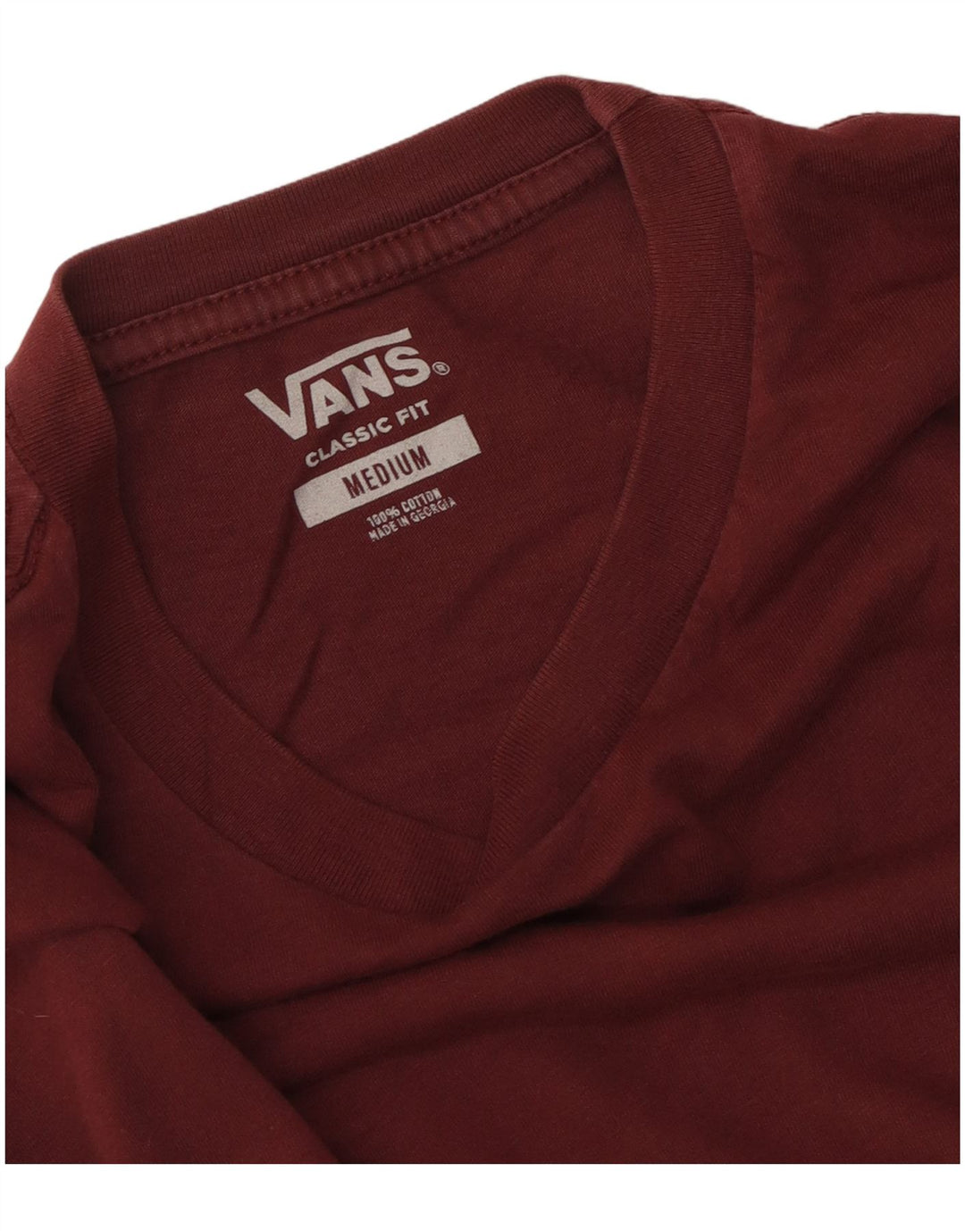 Vans Mens Classic Fit T-Shirt Top Medium Maroon Cotton