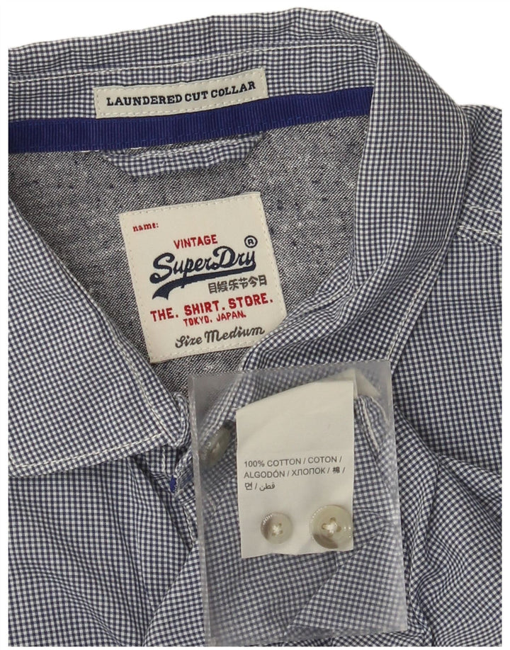 Superdry Mens Shirt Medium Blue Check Cotton