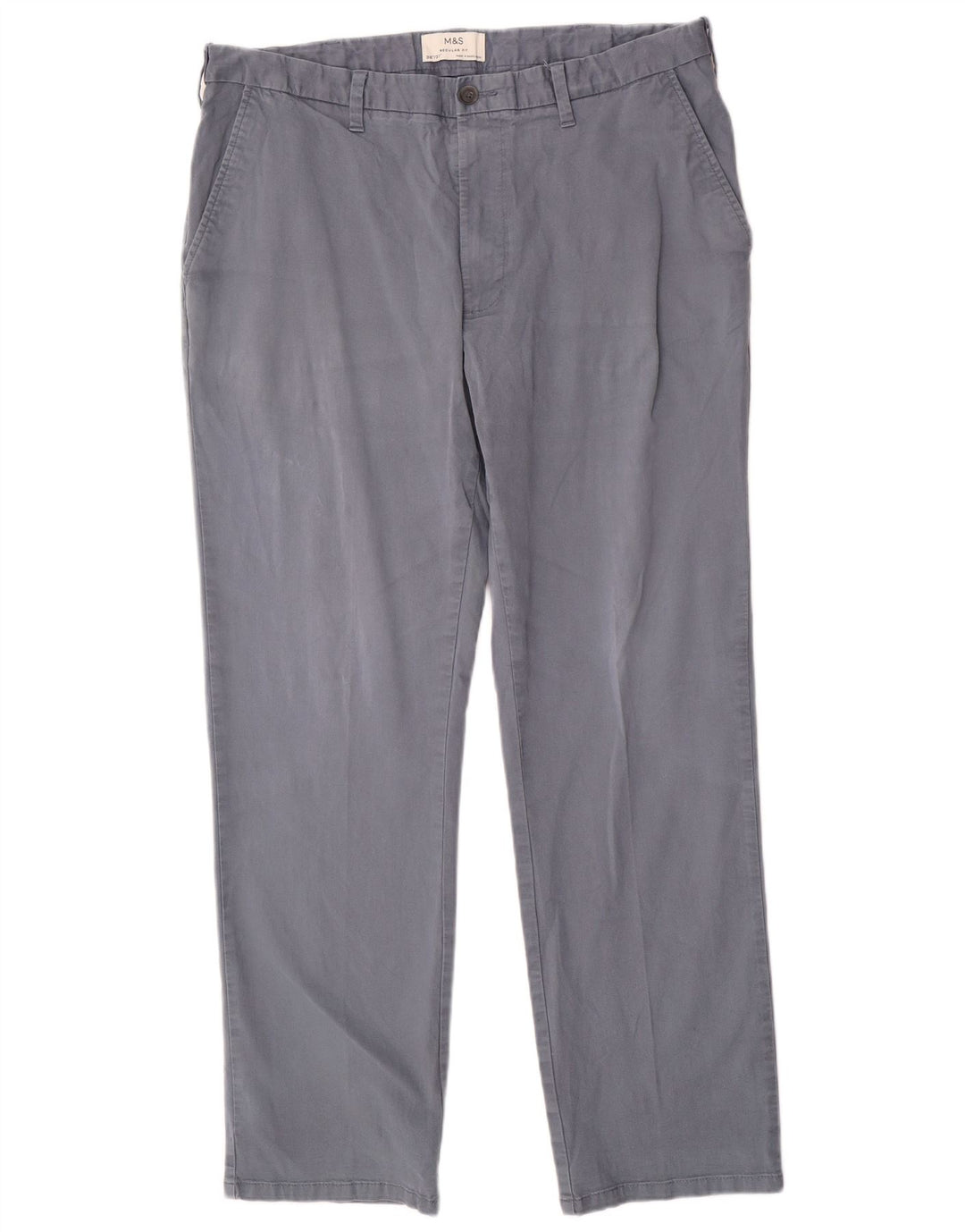 Marks & Spencer Mens Regular Fit Chino Trousers W38 L31 Blue Cotton