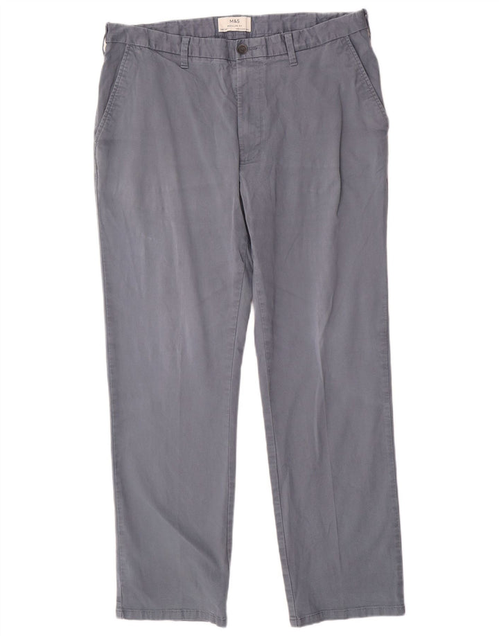 Marks & Spencer Mens Regular Fit Chino Trousers W38 L31 Blue Cotton