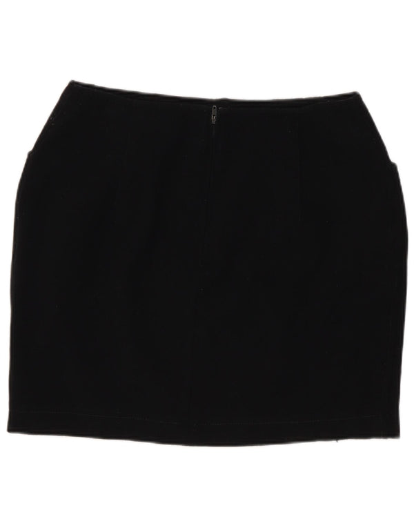 Marella Damen Minirock UK 10 Small W26 Schwarze Wolle
