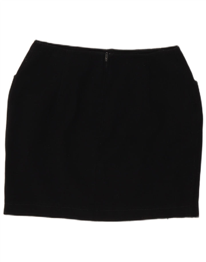 Marella Damen Minirock UK 10 Small W26 Schwarze Wolle