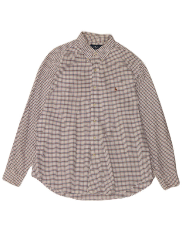 Ralph Lauren muška klasična košulja veličine 17 1/2 XL bijeli karirani pamuk