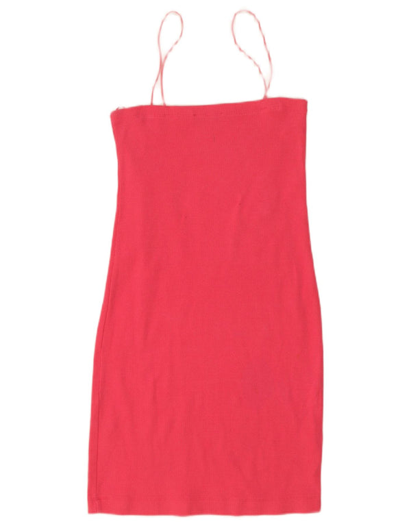 Zara Damen Slip-Kleid UK 14 Large Rosa Baumwolle