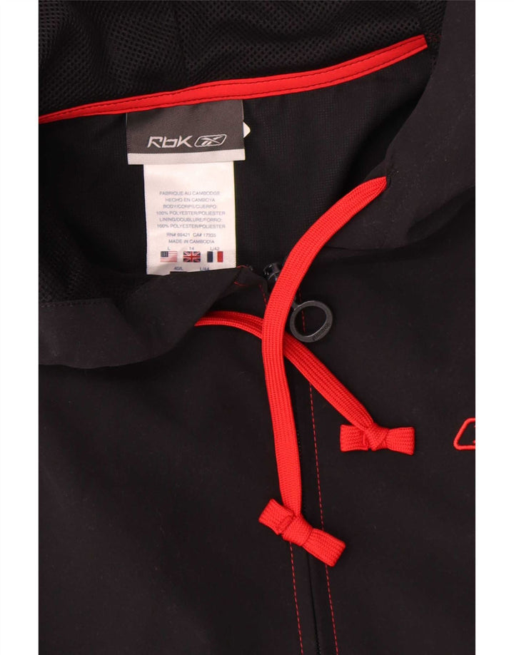 Reebok Chaqueta impermeable con capucha para mujer UK 44 Grande Poliéster negro