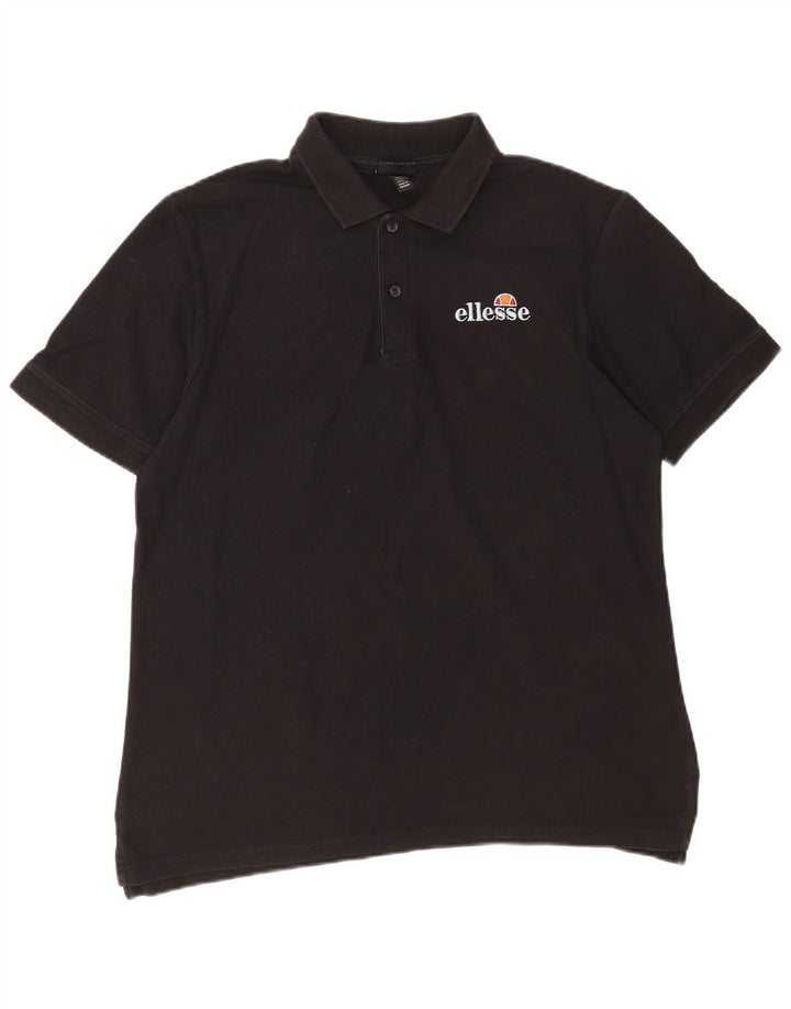 Ellesse Mens Polo Shirt Large Black Cotton