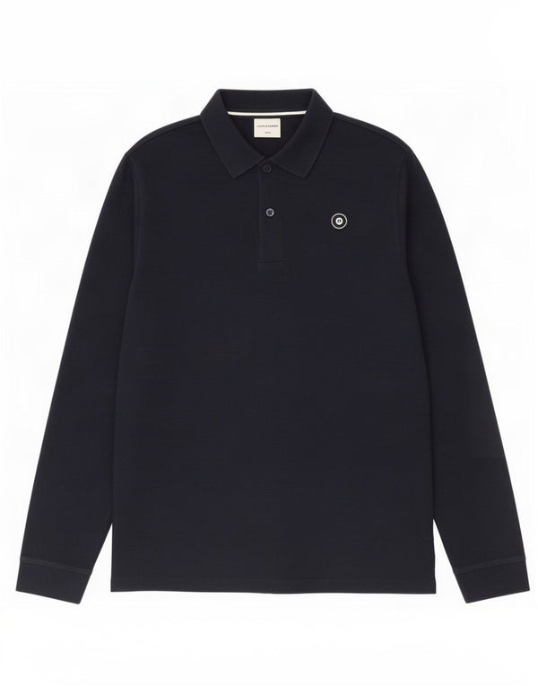 Jack & Jones Mens Long Sleeve Polo Shirt Small Navy Blue Cotton