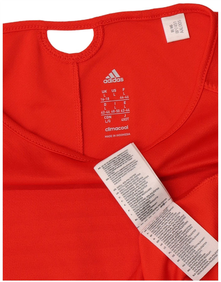 Adidas Womens Climacool T-Shirt Top UK 16/18 Large Orange Polyester