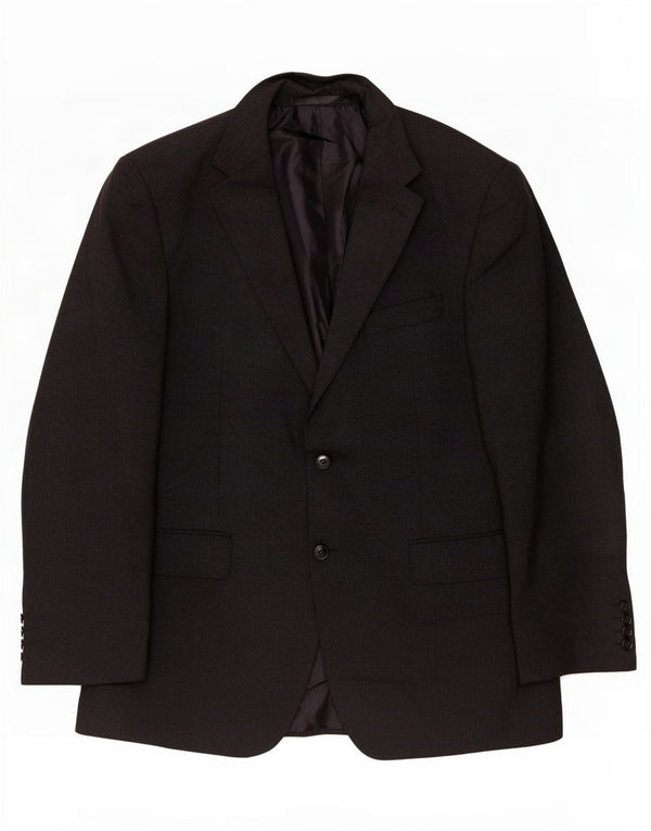 Marks & Spencer Mens 2 Button Blazer Jacket UK 40 Medium Black Polyester