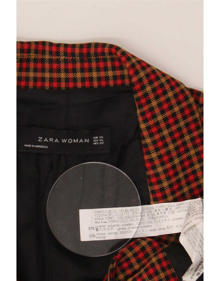 Jaqueta blazer feminina Zara com 2 botões Reino Unido 18 XL poliéster xadrez multicolorido