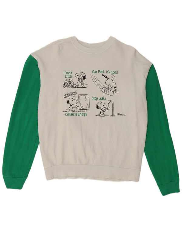 Benetton Mens Peanuts Graphic Sweatshirt Jumper Medium White Colourblock