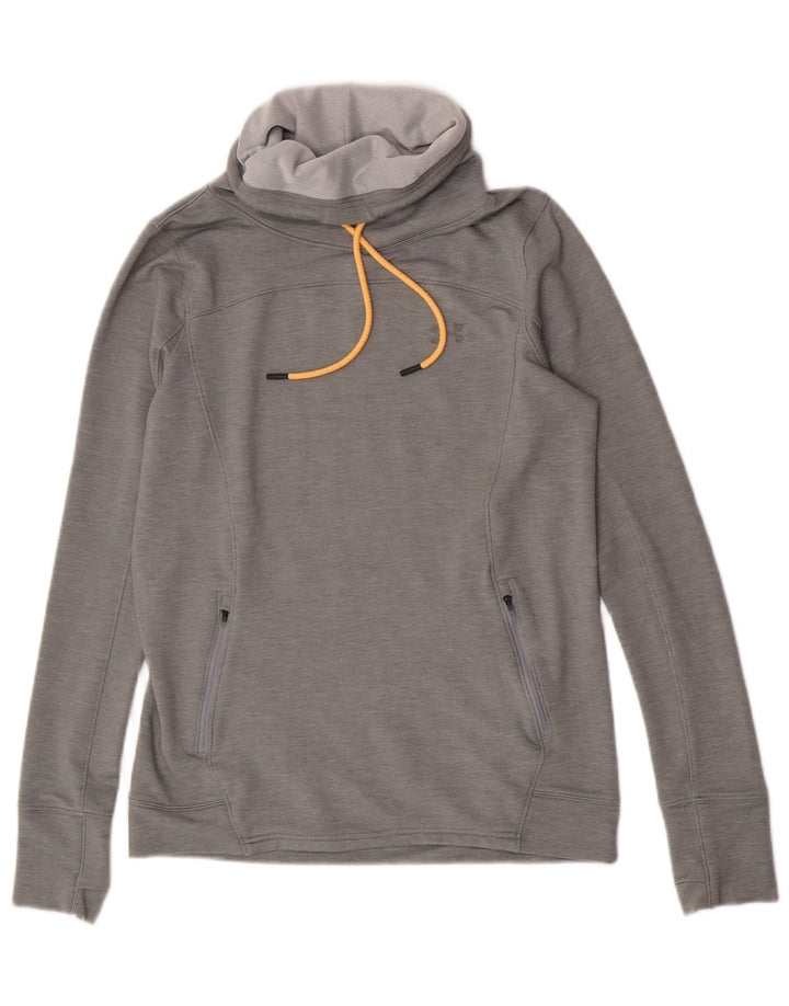 Under Armour Womens Roll Neck Sweatshirt Jumper UK 14 Medium Grey Flecked