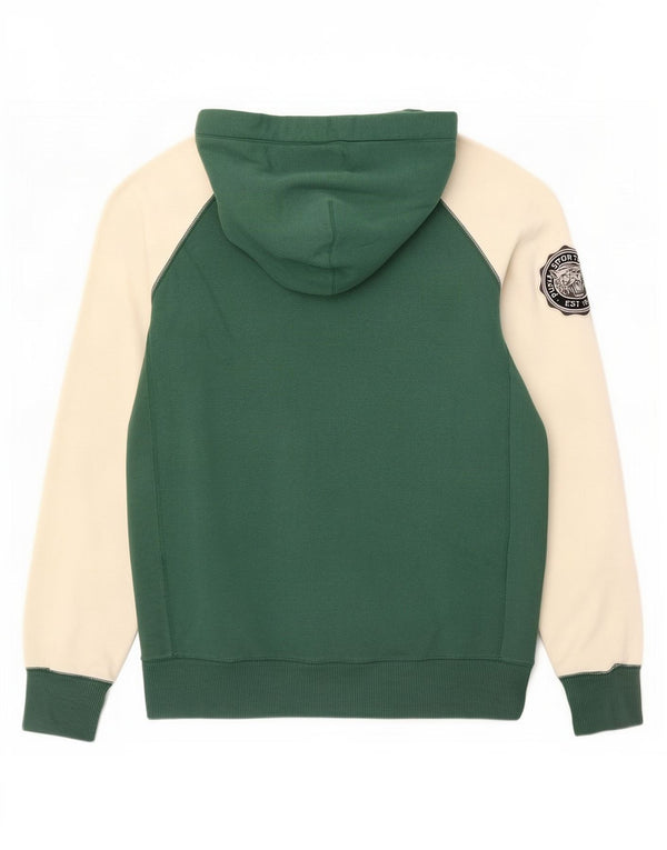 Felpa con cappuccio grafica da uomo Puma in cotone color block verde medio