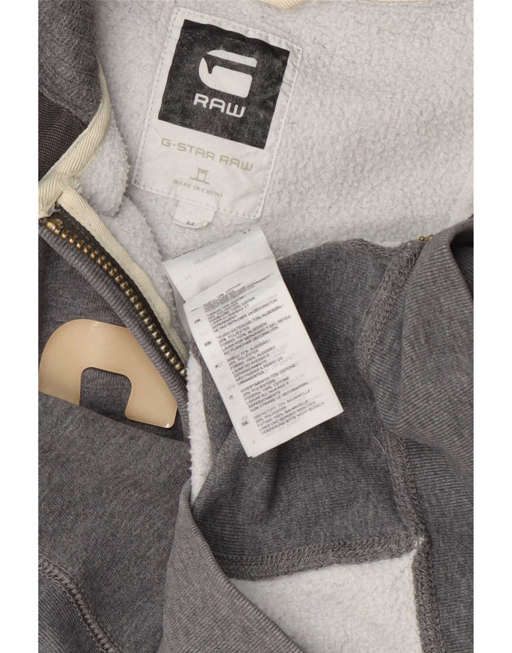 G-Star Mens Graphic Zip Hoodie Sweater Medium Grey Cotton