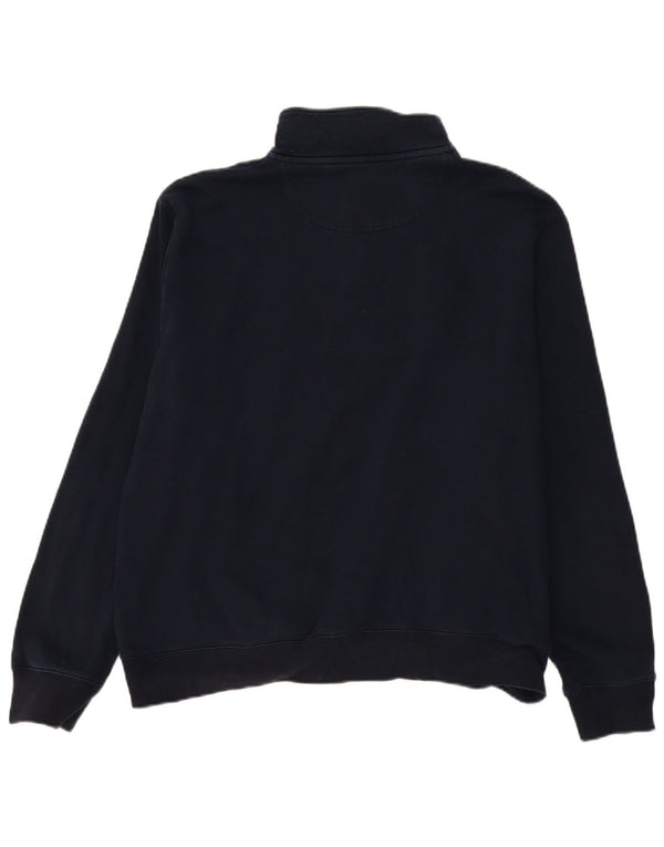 Marks & Spencer Mens Zip Neck Sweatshirt Jumper XL Navy Blue Cotton