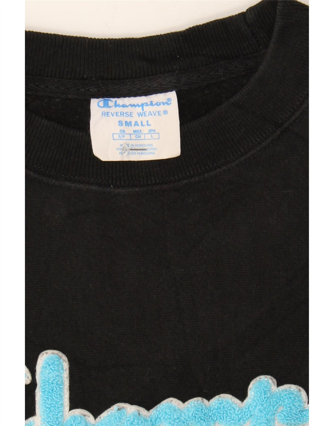 CHAMPION Womens Oversized Graphic Sweatshirt Jumper UK 10 Small Black Vintage Champion and Second-Hand Champion from Messina Hembry 