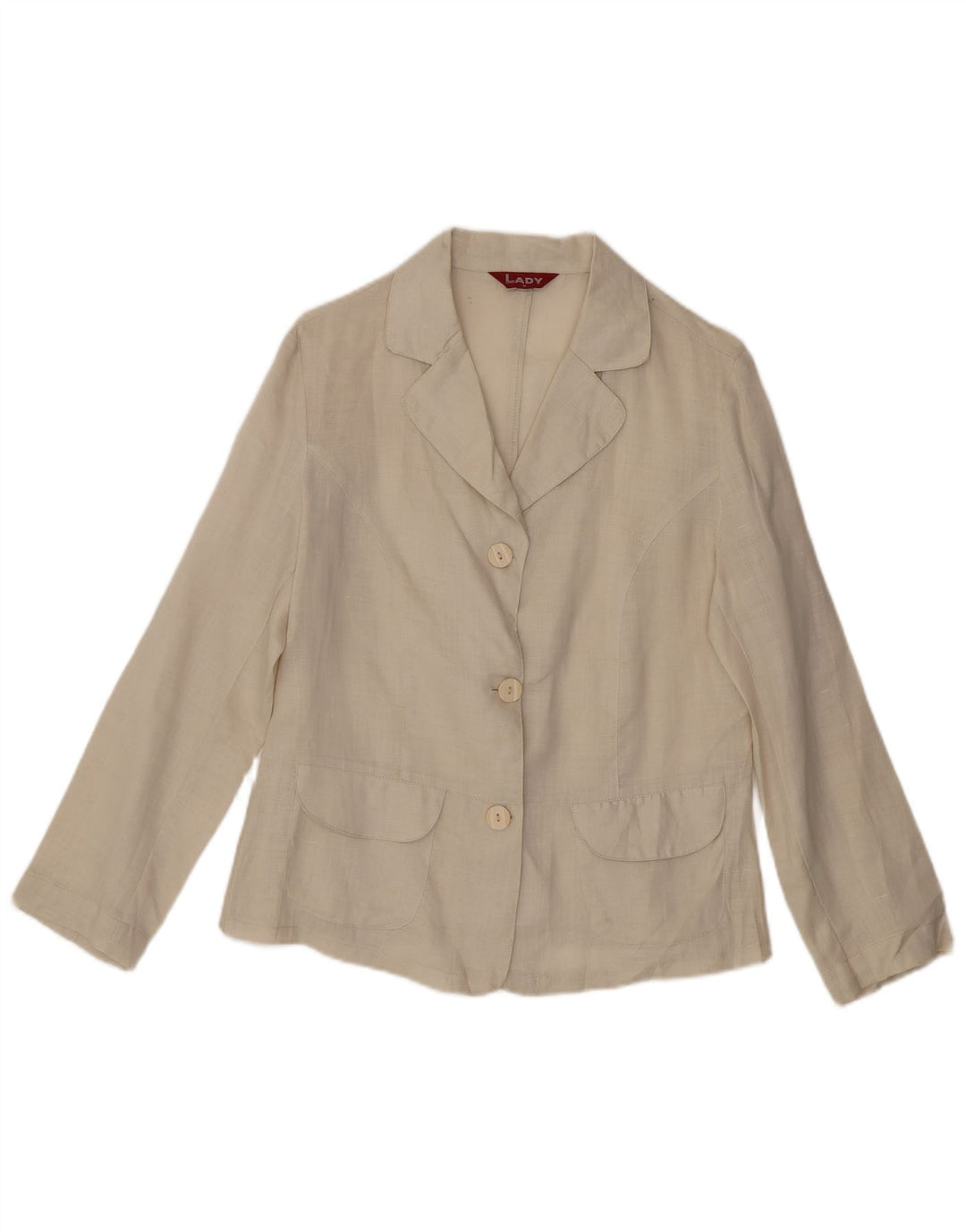 Vintage Womens Shirt Blouse UK 14 Medium Beige Linen