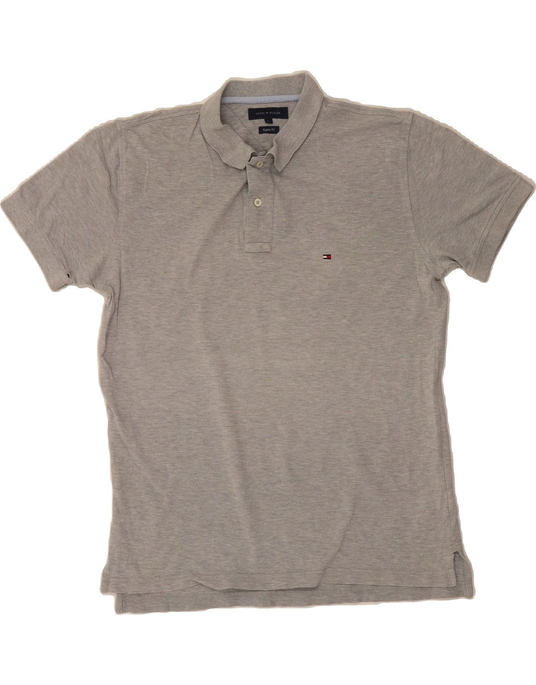 TOMMY HILFIGER Mens Regular Fit Polo Shirt Large Grey Cotton Vintage Tommy Hilfiger and Second-Hand Tommy Hilfiger from Messina Hembry 
