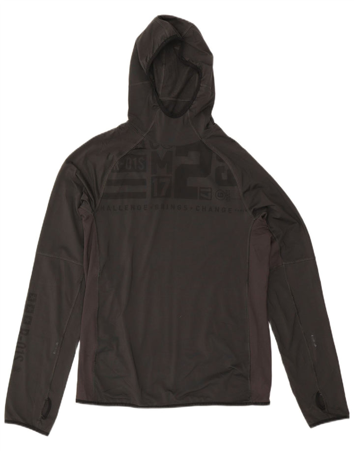 Reebok Mens Hooded Graphic Top Long Sleeve Large Black Polyester