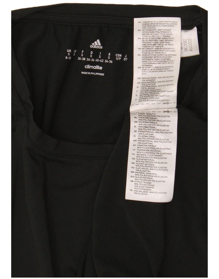 Adidas Womens Climalite T-Shirt Top UK 8/10 Small Black Polyester