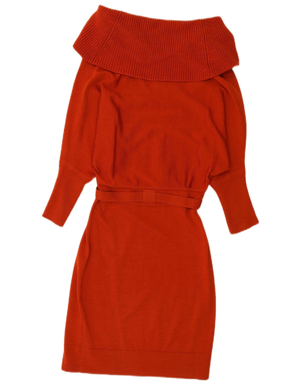 Karen Millen Abito maglione da donna a maniche lunghe con collo alto UK 2 2XS Lana rossa