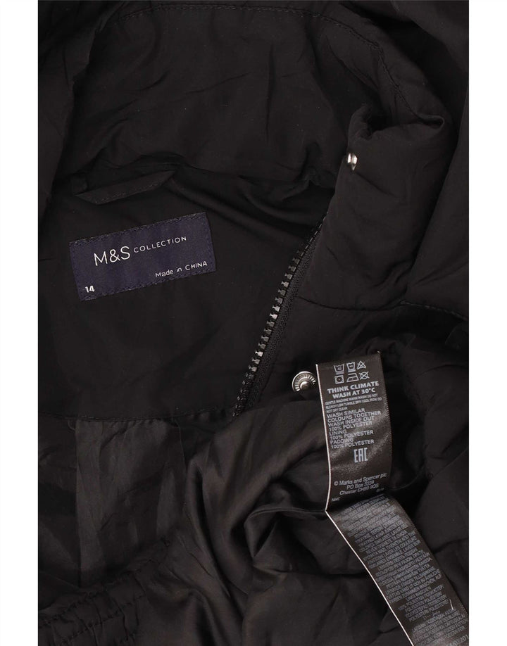 Marks & Spencer Womens Hooded Oversized Padded Jacket UK 14 Large Black
