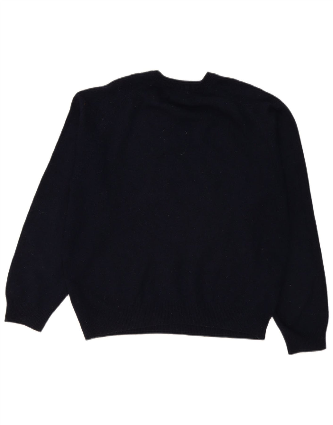 Marks & Spencer Mens V-Neck Jumper Sweater Large Navy Blue Lambswool