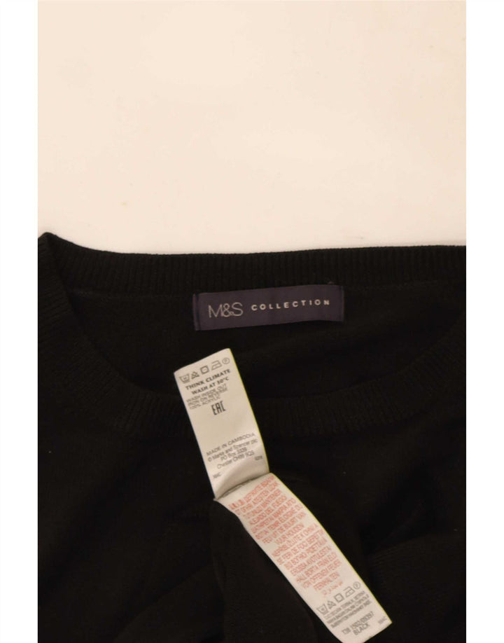Marks & Spencer Womens Crew Neck Jumper Sweater UK 14 Medium Black Acrylic