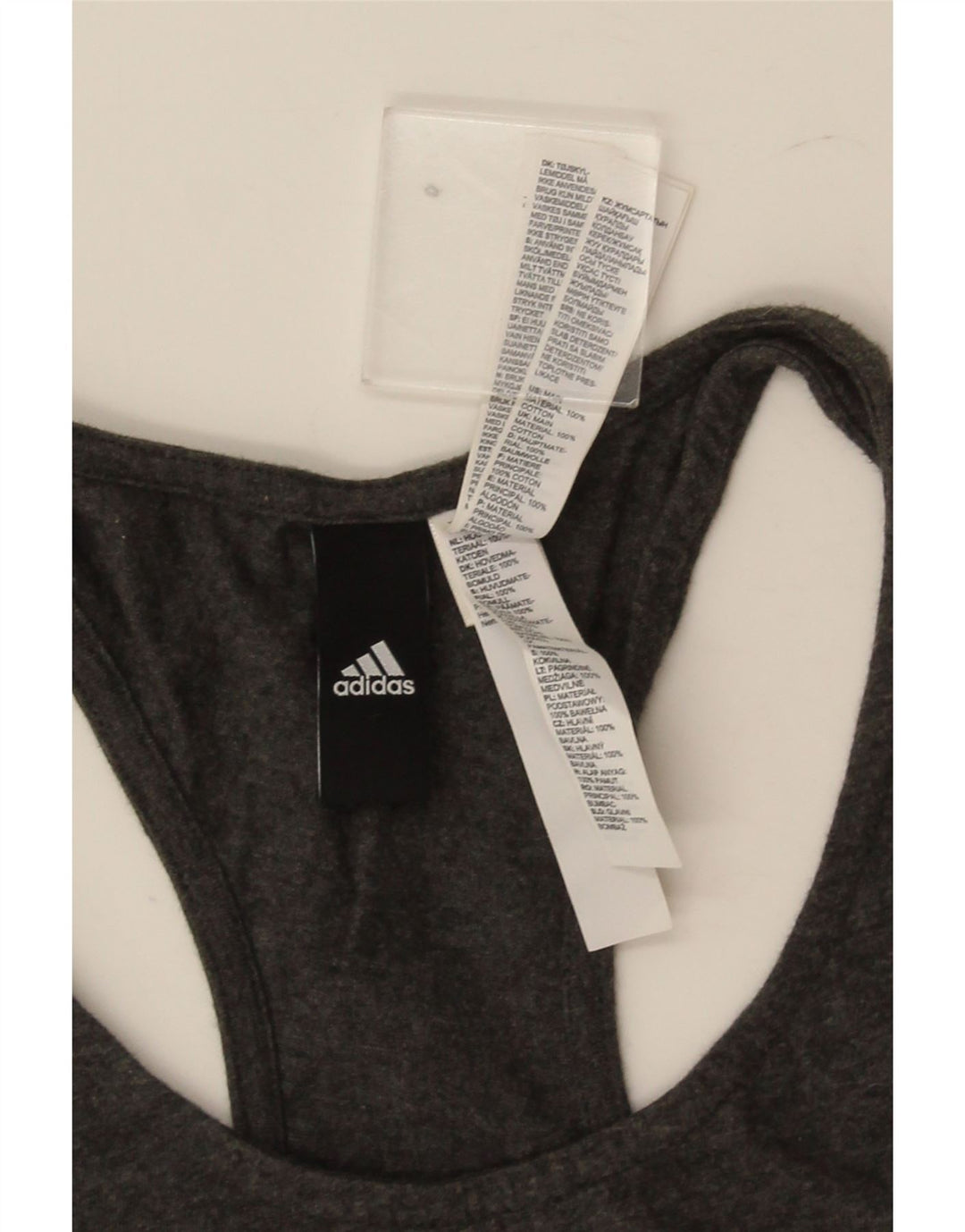 Adidas Womens Graphic Vest Top UK 12/14 Medium Grey Cotton