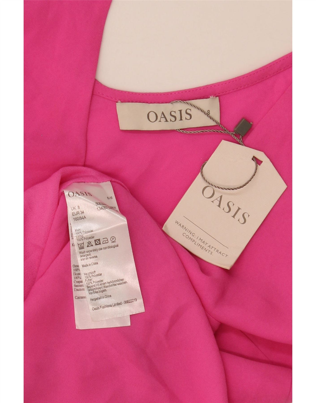 Camicetta senza maniche da donna Oasis UK 8 Small Rosa Poliestere