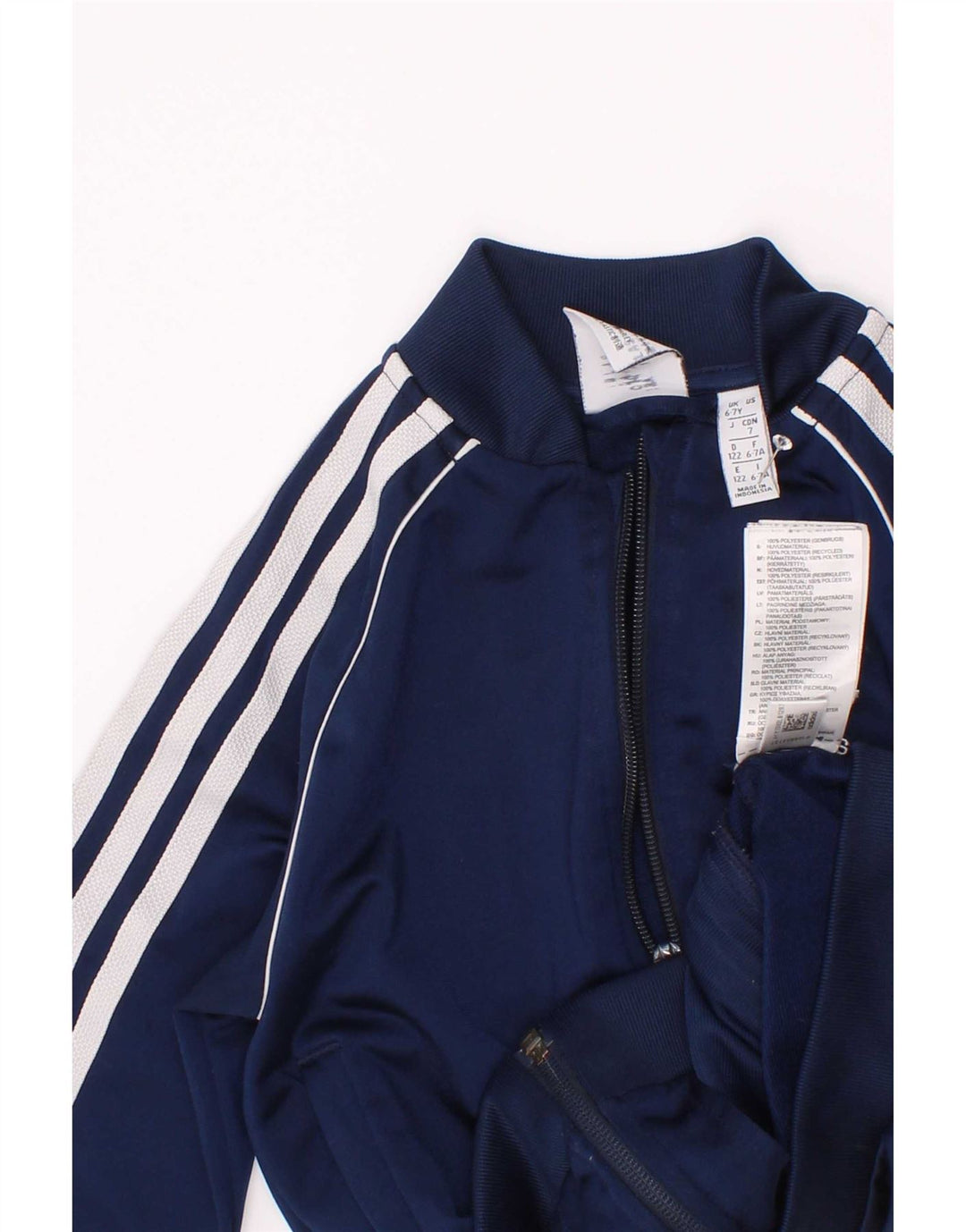 Adidas Boys Tracksuit Top Jacket 6-7 Years Navy Blue Polyester