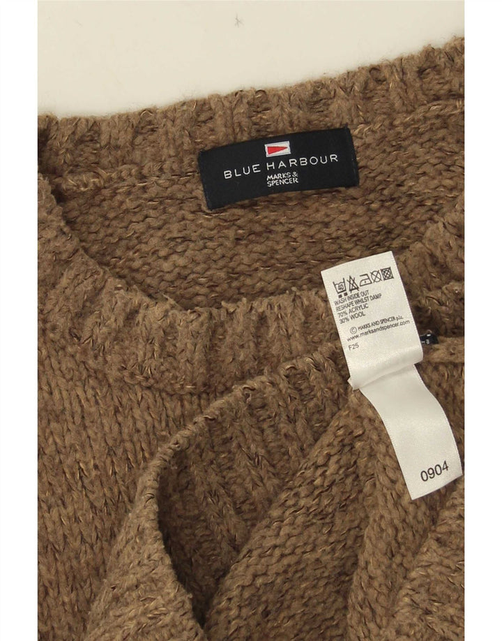 Marks & Spencer Mens Blue Harbour Crew Neck Jumper Sweater Large Brown