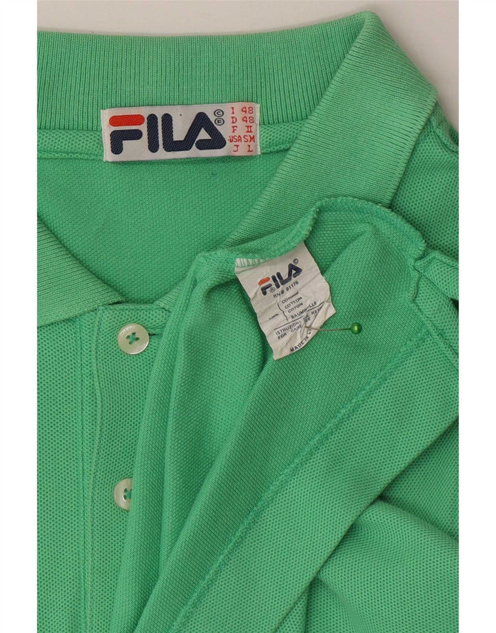 Fila Mens Polo Shirt IT 48 Medium Green Cotton