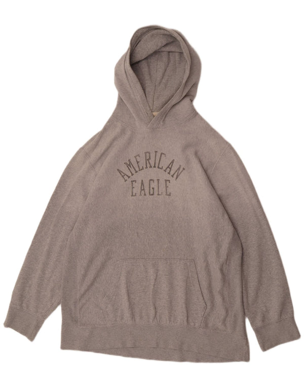 American Eagle Mens Graphic Hoodie Jumper 2XL Grey Cotton