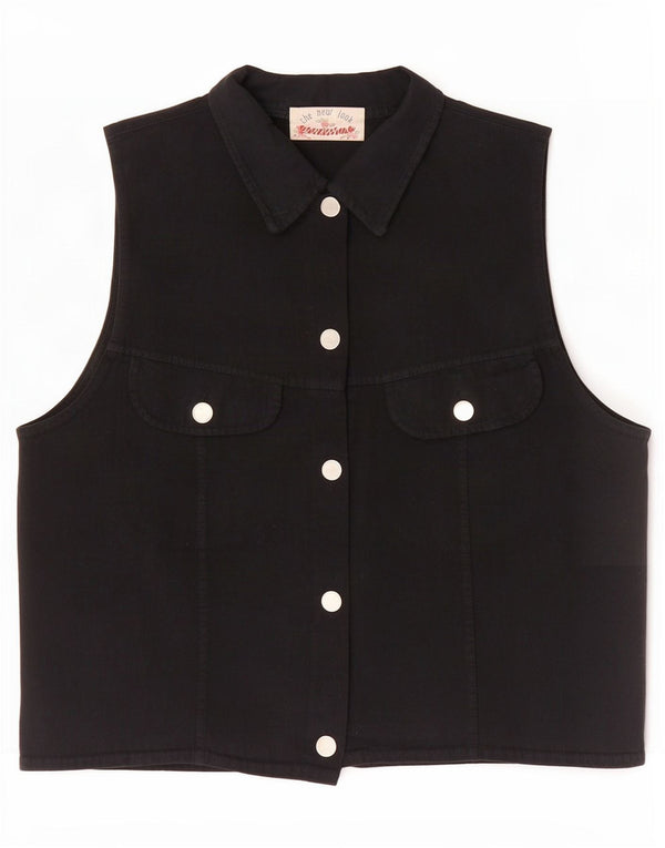 NUOVO LOOK Gilet in denim da donna UK 14 cotone nero medio