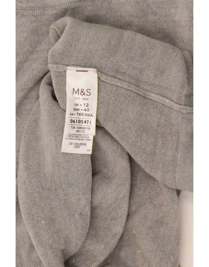 Marks & Spencer Womens Boat Neck Jumper Sweater UK 12 Medium Grey Acrylic