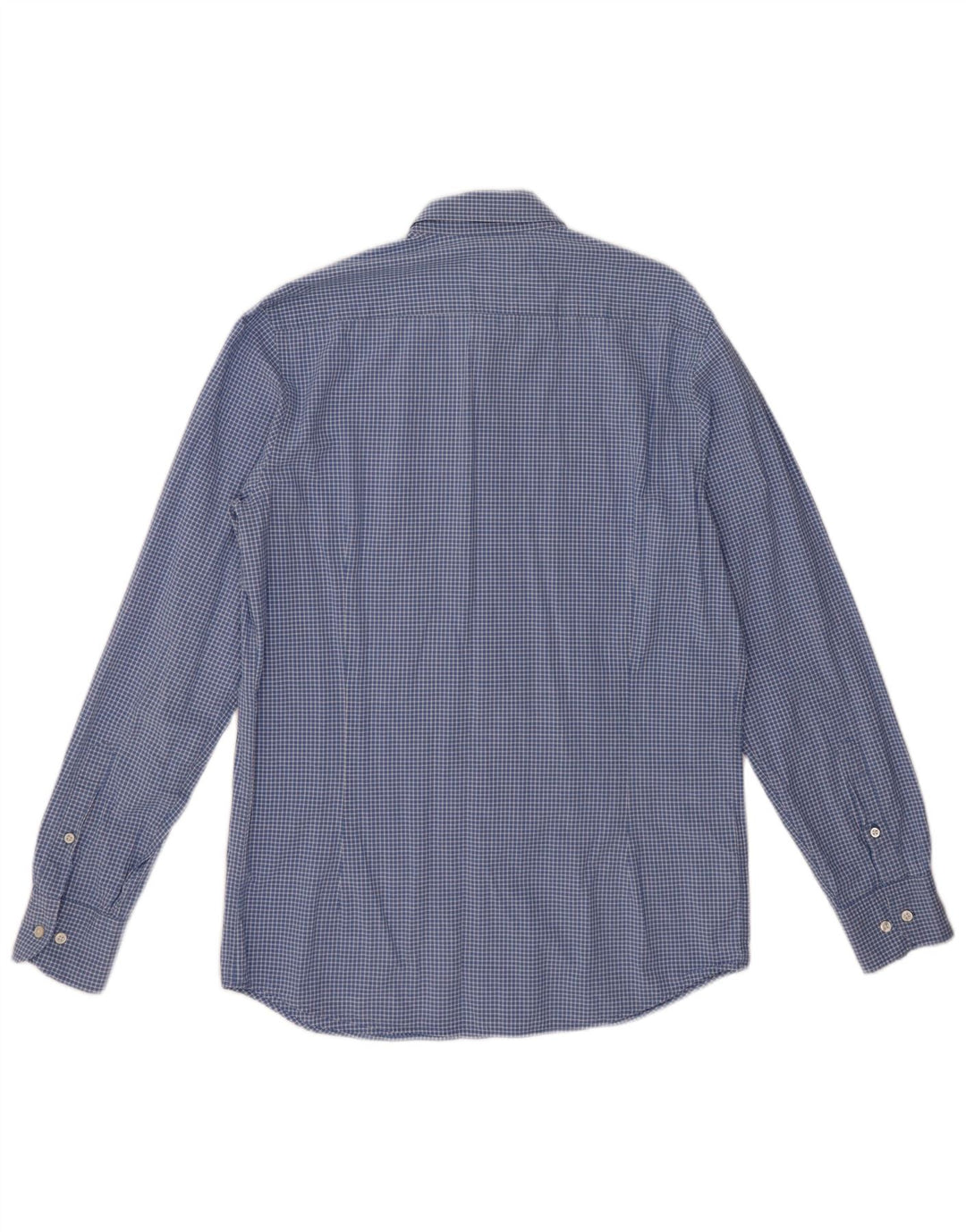 Massimo Dutti Mens Shirt Medium Blue Gingham Cotton