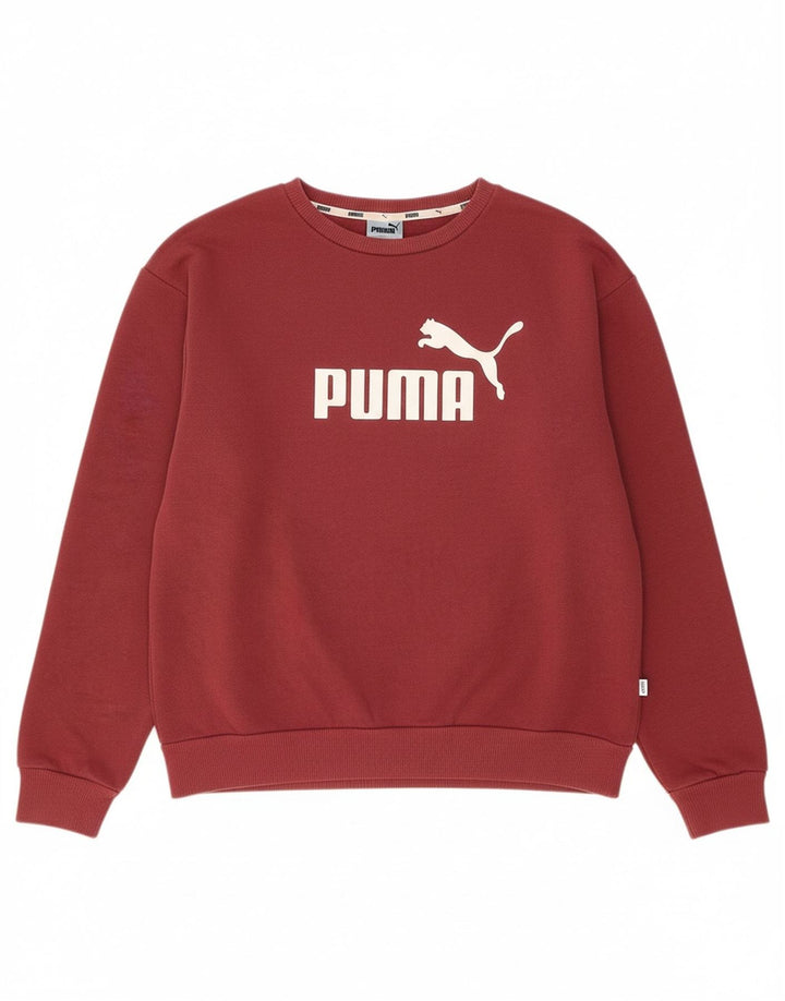 PUMA Womens Oversized Graphic Sweatshirt Jumper UK 10 Small Maroon