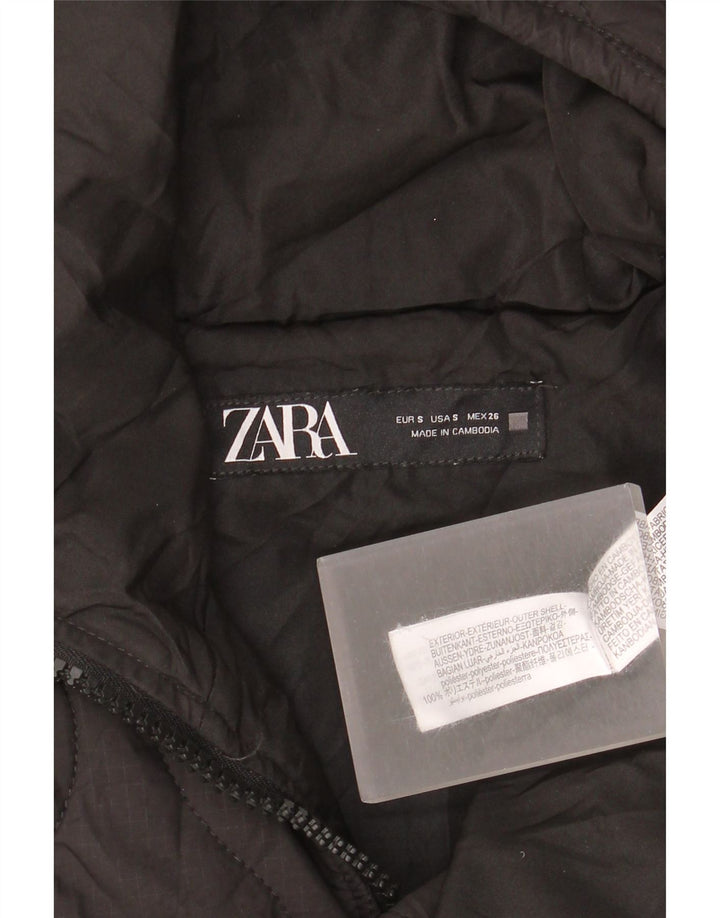 Giacca trapuntata oversize con cappuccio da donna Zara UK 10 piccola poliestere nero