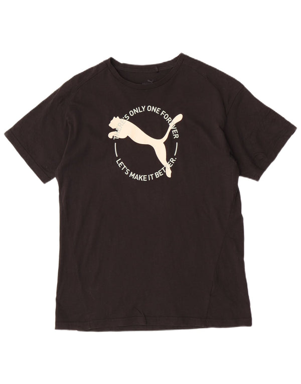 Puma Boys Graphic T-Shirt Top 13-14 ετών Μαύρο βαμβακερό