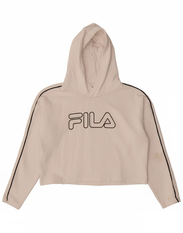 FILA Suéter feminino com capuz e corte gráfico 11-12 anos em algodão branco