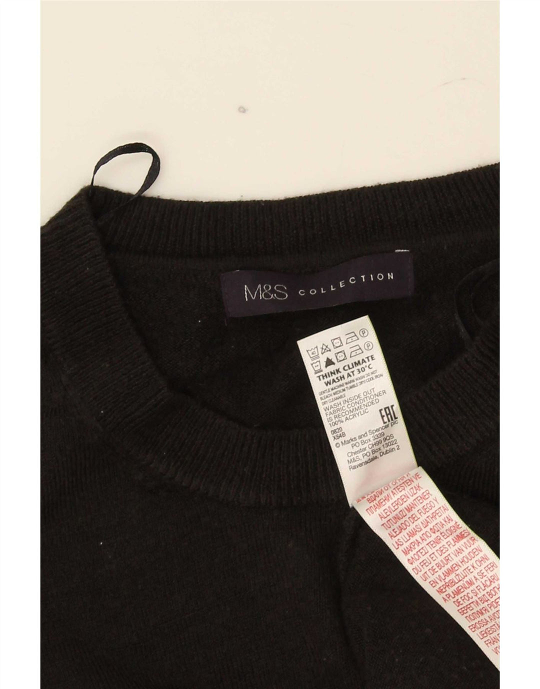 Marks & Spencer Womens Crew Neck Jumper Sweater UK 16 Large Black
