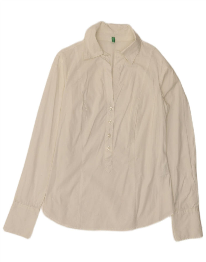 Benetton ženska pulover majica UK 10 Mali bijeli pamuk