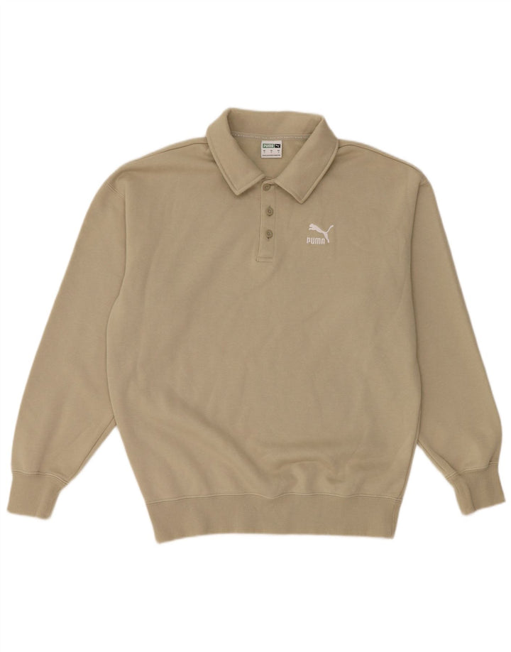 Puma Mens Polo Neck Sweatshirt Jumper Small Green Cotton