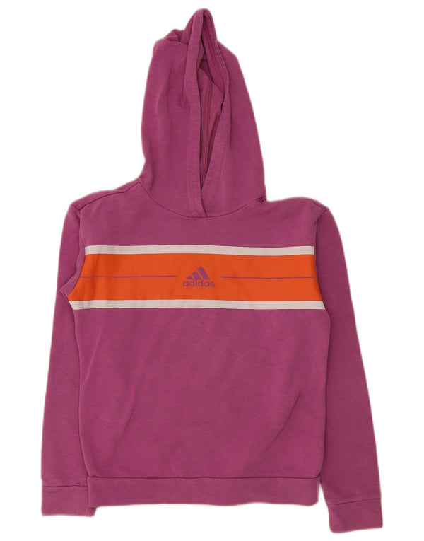 Felpa con cappuccio Adidas da ragazza vestibilità regolare 11-12 anni in cotone color block rosa
