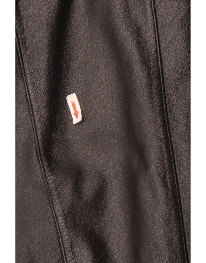 Veste en cuir militaire femme vintage UK 12 Cuir noir moyen