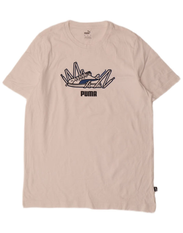 Puma Mens Graphic T-Shirt Top Medium White