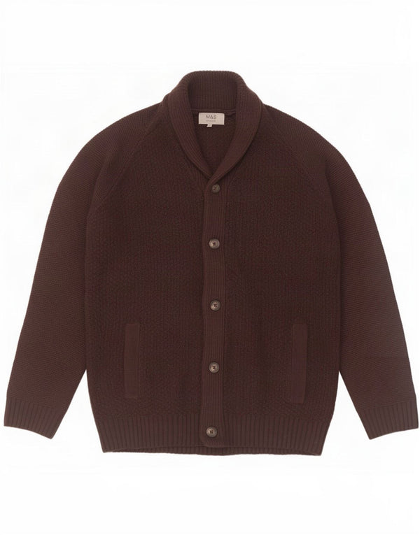 Marks & Spencer Mens Cardigan Sweater Large Brown Acrylic