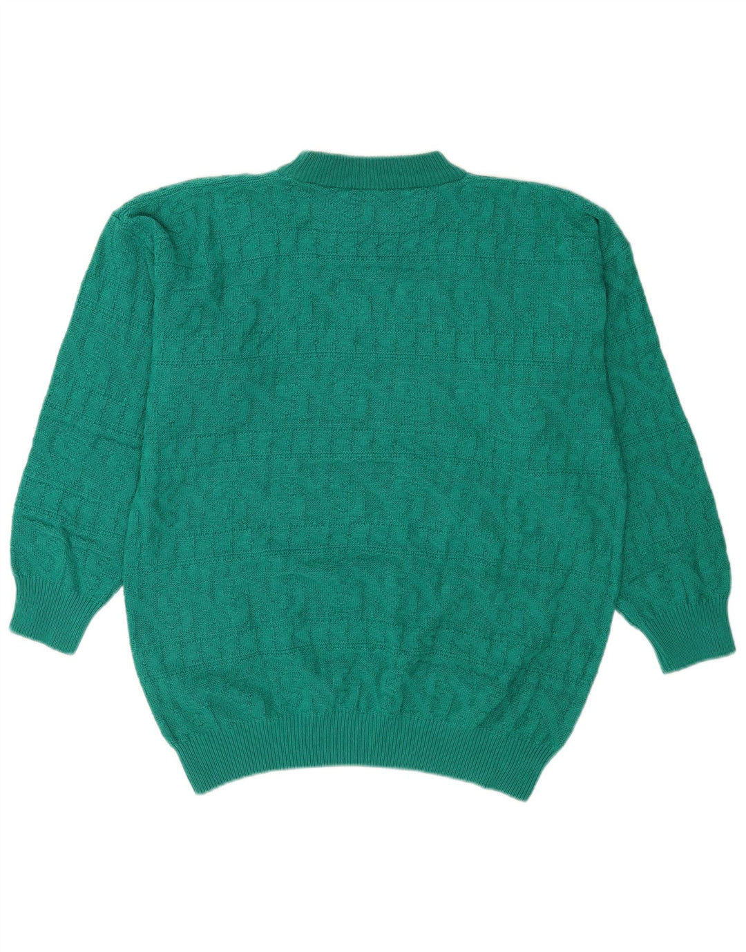Vintage Womens Turtle Neck Jumper Sweater UK 14 Medium Green Geometric