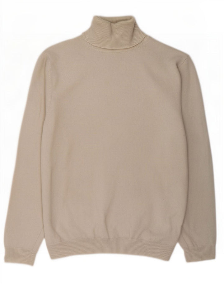 Женский джемпер Massimo Dutti с высоким воротником, Великобритания 16, большой, бежевый, шерстяной
